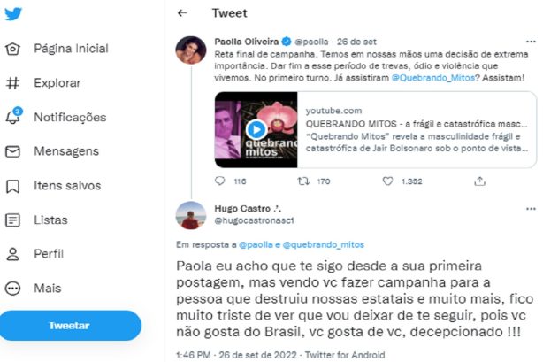 Paolla Oliveira - reprodução do Twitter